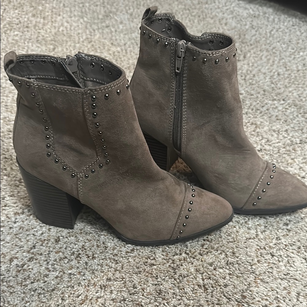 Studded Taupe Ankle Boots